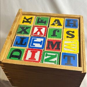 Retro Colorful Alphabet Wooden Blocks Set